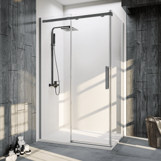 Душевой уголок Veconi Rovigo RV-070GR, 1500х900х1950, брашированный графит, прозрачное стекло